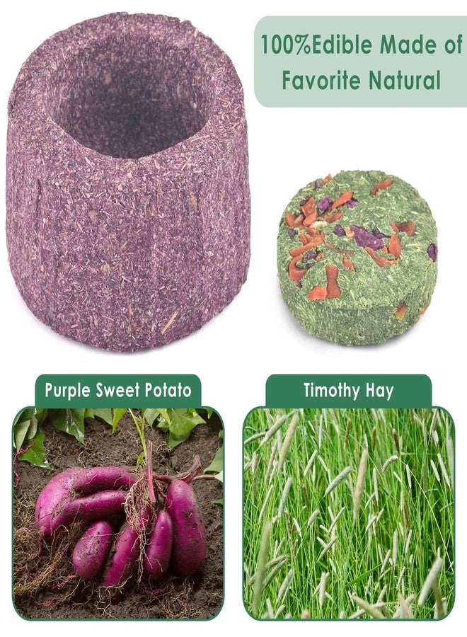 ERKOON 100% Edible Premium Timothy Hay Chew A Bowl for Rabbits, Chinchilla Treats, Chew Toys for Teeth Guinea Pigs and Mice (Purple) - Image 4